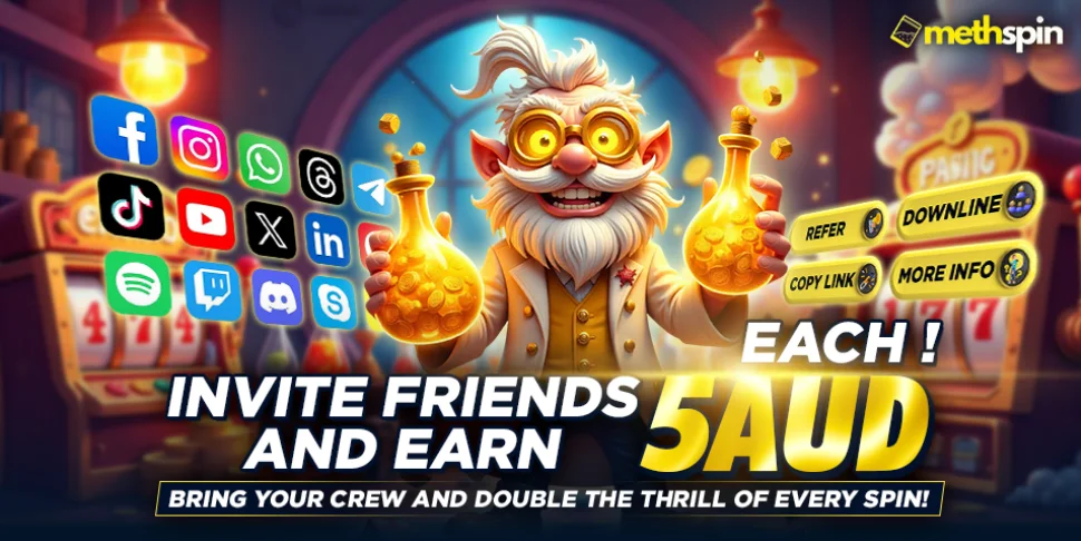 methspin – invite friends and earn 5 AUD each referral