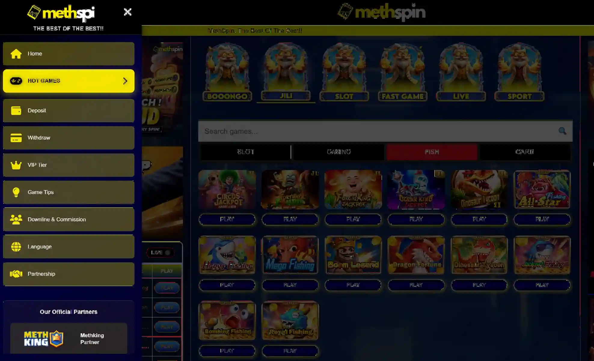 Methspin games interface